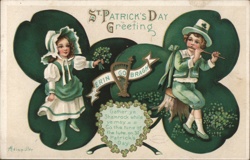 Children Celebrate St. Patrick's Day, Vintage Illustration Postcard Postcard Postcard