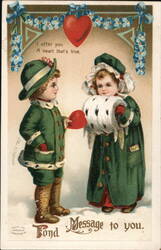 Children Exchanging Valentines, Antique Valentine's Day Postcard Ellen Clapsaddle Postcard Postcard