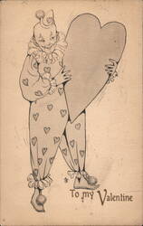 Creepy Clown with Heart Valentine's Day Postcard Postcard Postcard