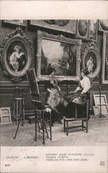 Women Painting in the Louvre Museum, Paris, France - Vintage Postcard Postcard