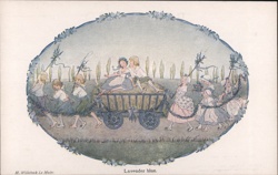 Children Pulling Cart, Lavender Blue Illustration by H. Willebeek Le Mair Nursery Rhymes Postcard Postcard Postcard