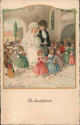 Dutch Children's Wedding Procession, Illustrated Postcard Pauli Ebner Postcard Postcard