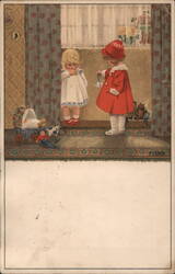 Two Children Playing Indoors Pauli Ebner Postcard Postcard Postcard