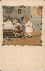 Children with Easter Basket, Vintage Illustration by Pauli Ebner With Children Postcard Postcard Postcard