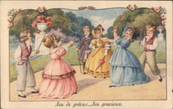 Children Playing Graceful Games in Park, France - Vintage Postcard Pauli Ebner Postcard Postcard