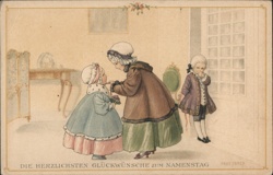 Children in Formal Wear, Vintage German Name Day Greeting Pauli Ebner Postcard Postcard Postcard