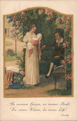 Mother and Child in Garden, Romantic Postcard Babies Pauli Ebner Postcard Postcard