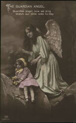 Guardian Angel & Child, Sepia Postcard Postcard