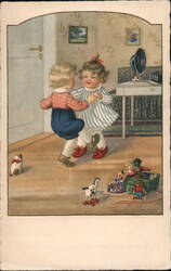 Children Dancing, Vintage Illustration, Paula Eiermann Pauli Ebner Postcard Postcard Postcard