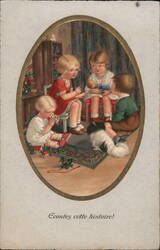 Children's Playtime Scene Vintage Postcard Postcard