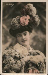 Louisa, Actress Portrait, Fur Coat & Hat, Vintage Postcard Postcard