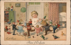 Children's Dream: Antique Postcard of Toys in Nursery Postcard