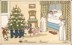 Antique Christmas Postcard: Children, Toys, Guardian Angel Pauli Ebner Postcard Postcard