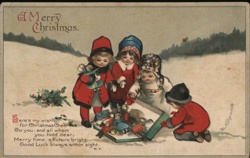 Children with Christmas Toys - Vintage Holiday Postcard Ellen Clapsaddle Postcard Postcard