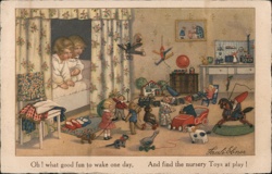 Nursery Toys at Play - Whimsical Illustration - Vintage Postcard Pauli Ebner Postcard Postcard