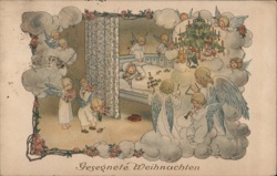 Christmas Angels Watching Over Sleeping Child - Vintage Holiday Postcard Pauli Ebner Postcard Postcard