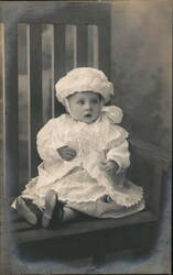 Adorable Baby in White Dress - Vintage Portrait Photo Postcard