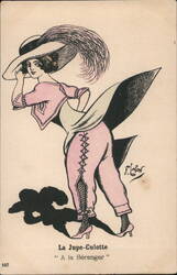 French Fashion: La Jupe-Culotte, "A la Bérenger" Postcard Postcard