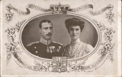 King Christian X & Queen Alexandrine of Denmark - Paris & Versailles Visit 1914 Royalty Postcard Postcard Postcard