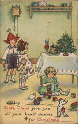 Children with Christmas Tree and Toys - Tuck's Postcard Postcard Postcard