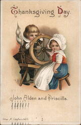 John Alden and Priscilla Thanksgiving Postcard Postcard