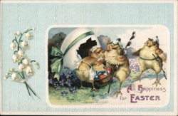 Baby Chicks Hatching with Easter Eggs - Vintage Easter Postcard With Chicks Postcard Postcard