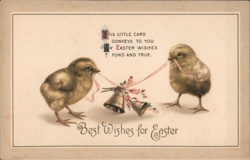 Two Chicks with Bells, Easter Greetings - Vintage Postcard With Chicks Postcard Postcard