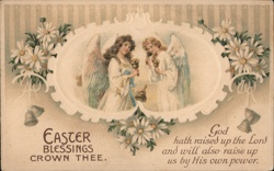 Easter Angels with Bells - Vintage Embossed Postcard Postcard