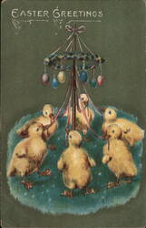 Easter Chicks Maypole Dance Vintage Postcard With Chicks Postcard Postcard