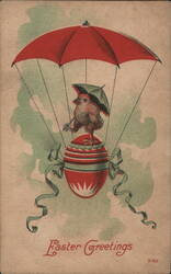 Easter Chick in Hot Air Balloon Postcard Postcard Postcard