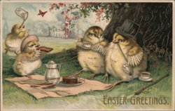 Anthropomorphic Chicks Easter Picnic, c1911 With Chicks Postcard Postcard Postcard