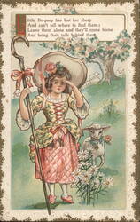 Little Bo-Peep Nursery Rhyme Illustration, Vintage Children's Postcard Postcard