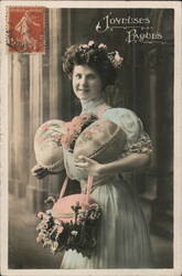 Woman with Easter Eggs, France, c. 1900s Postcard Postcard Postcard