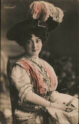 Elegant Woman in Feathered Hat, Portrait Postcard Women Charet Postcard Postcard