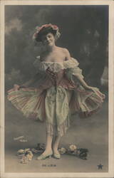 French Actress De Lizia in Stage Costume, Sazerac Paris Postcard Dancing Postcard Postcard