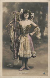 French Actress De Garal in Stage Costume, Sazerac Paris Postcard Actresses Postcard Postcard