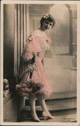 Moulin Rouge Dancer, Pink Dress, Vintage Postcard Postcard