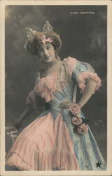 Miss Campton, French Actress, Pink & Blue Dress Portrait Actresses Postcard Postcard Postcard