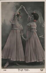 Valse Rose, Two Women in Pink Dresses, Walery Paris Dancing Postcard Postcard Postcard