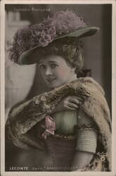 French Actress LeConte in "Amour Veille", Fur Stole, Reutlinger Actresses Postcard Postcard Postcard