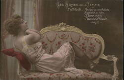 French Boudoir Postcard: Woman in Lingerie, c. 1910s Women Postcard Postcard