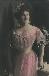 Elegant Woman in Pink Gown - Portrait Postcard Women Postcard Postcard