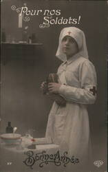 French Red Cross Nurse, Bonne Année, WW1 Postcard Postcard Postcard