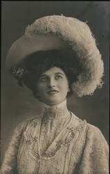 Woman with Large Feathered Hat, Portrait Postcard Hats Postcard Postcard