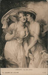 Greuze: Les Deux Amies, Louvre Museum, Paris, France Artists Postcard Postcard Postcard