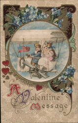 Valentine's Day Couple in Dirigible, Embossed Postcard Postcard