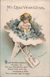 Baby in Forget-Me-Nots New Year Greeting Children Ellen Clapsaddle Postcard Postcard Postcard