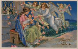 Madonna and Child with Angels, Italian Christmas Greeting Madonna & Child Postcard Postcard Postcard