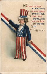 Young America in Red, White, and Blue Patriotic Suit Postcard