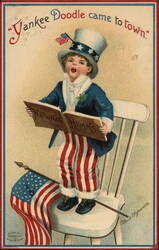 Young Boy in Patriotic Outfit Singing National Hymns Ellen Clapsaddle Postcard Postcard Postcard